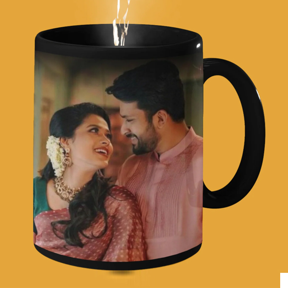 Black Customized Photo Printed Magic Mug Cup