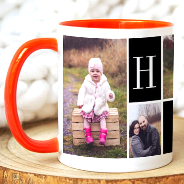 Orange customized Dual Tone Photo Printed Coffee Mug