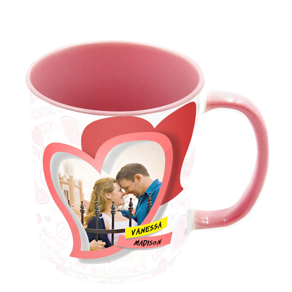 White CPink ustomized Photo Printed Coffee Mug